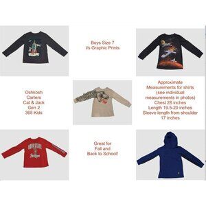 EUC Boys Size 7 Bundle Lot of 5 Long Sleeve L/S graphic T-shirts Back to school